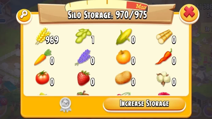 H90◆BARN: 2250◆SILO: 975◆FARM LVL 48◆COINS 1.26M◆FULLY STORAGE AVAILABLE