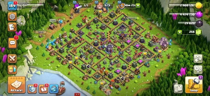 TH 15 Full Max, 8 Equipment Epic, Defense Max, Wall High Level, 5 Hero Skin, Magic Items, Hero High Level, Lifetime Warranty
