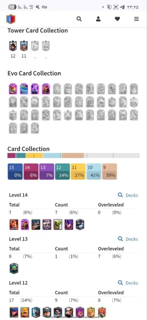 Clash royal (Android/iOS) KT 12 - lvl 36 - Cards121 /121/ Max Card 7/lvl 13 /2 evo card4/Emote 32 / skin tower 2/Fast delivery/Cheap sale