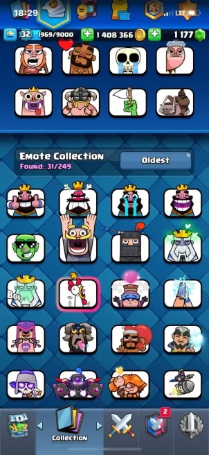 Clash royal (Android/iOS) KT 11 - lvl 32 - Cards114 /121/ Max Card 1/lvl 13_2/ evo card5/Emote 32 / skin tower 4/Fast delivery/Cheap sale