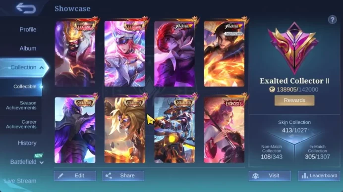 Hero 130 Skin 413|LEGEND(Franco,Freya),KOF(Chou,Valir),Exorcists Kagura,TFormers Roger,PRIME YZ,Etc|TakeEmail|Check SS(MLBB1631)