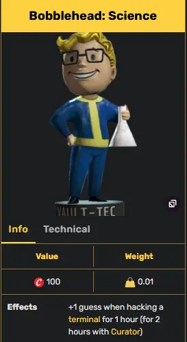Bobblehead: Science [+1 guess when hacking a terminal for 1 hour] x1000 [Aid]