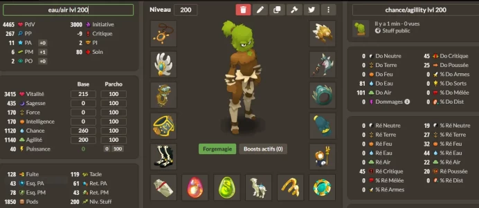 Draconiros>[ Sadida lvl 200 avec Equipement Eau-Chance 1100  ] 