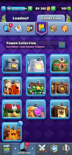 Clashroyal(Android/iOS) KT15 - lvl56 - Cards120/120 - Max Card 43  _ elite 9/Emote 89 / skin tower 10/Fast delivery/