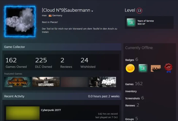 Paid Steam Game-fat accounts 162 Game for 3022$-CS2 Prime+4Medals(10Y/5/Loyalty Badge/Global Offensive Badge)-Link Profile