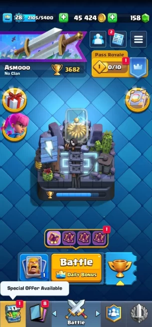 Clashroyall (Android/iOS) KT 10 -lvl 28 -Cards 84 /120 - Max Card 0 / Lvl 11 Card 6 / Emote 11 / Tower skin 1 /Fast delivery