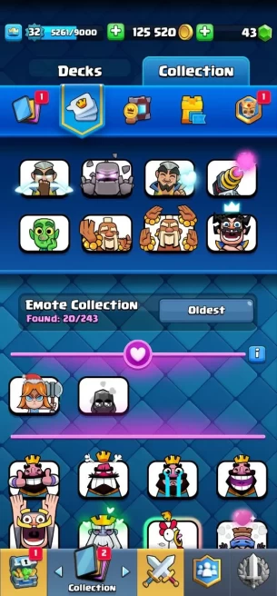 Clashroyall (Android/iOS) KT 10 -lvl 32 -Cards 102 /120 - Max Card 1 / Lvl 13 Card 3 / Emote 20 / Tower skin 2 /Fast delivery