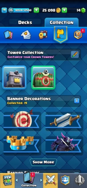 Clashroyall (Android/iOS) KT 12 -lvl 35 -Cards 105 /120 - Max Card 9 / Lvl 13 Card 1 / Emote 32 / Tower skin 2 /Fast delivery