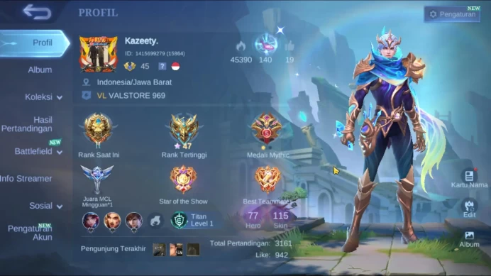 Hero 77 Skin 115|Fanny Valentine,Blamond Epic,Hanabi Venom,Barats Epic,Benedetta MPL,Etc|Take Email|CheckSS(MLBB1694)