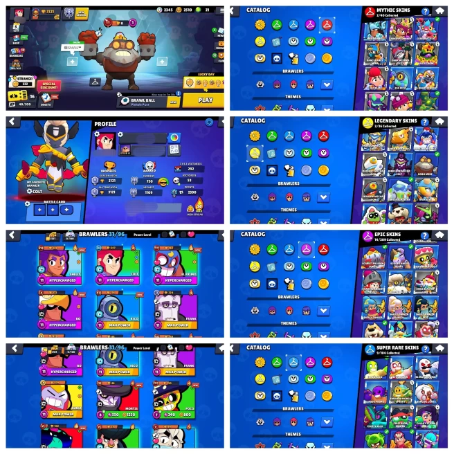 B22【31/96 BRAWLERS】4 HYPERCHARGE◈7 BRAWLER MAX◈3.1K TROPHY◈45 SKIN◈2.3K BLING◈2.5K COINS◈SAFE ACCOUNT
