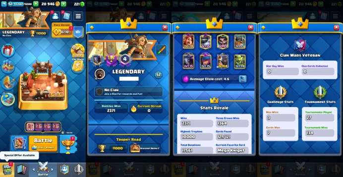 KT 14 | Level 52 |10 Evo Cards |(5Cards LvL15 || 14Cards LvL14) | 73 Emotes | 6 Tower Skins| Q598