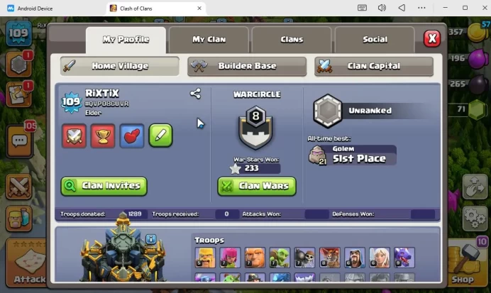 TH17 -BH 8|LV 109|HH 7|BK 41,AQ 54,GW 13,MP 27,RC 11|Limited Skin|CN Off|Protect OFF|TAKE MAIL|CHECKSS(COC1602)