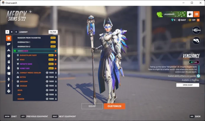 MERCY / VENGEANCE / GENJI / CYBER DEMON / Full Mail Access / see the picture / Please Read Description / 7311