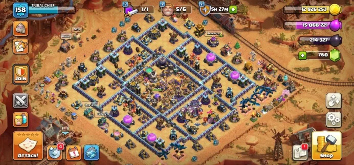 TH 15 Full Max, 8 Equipment Epic, Defense High Level, Wall Max, 5 Map Skin,10 Hero Skin, Magic Items, Hero High Level, Lifetime Warranty