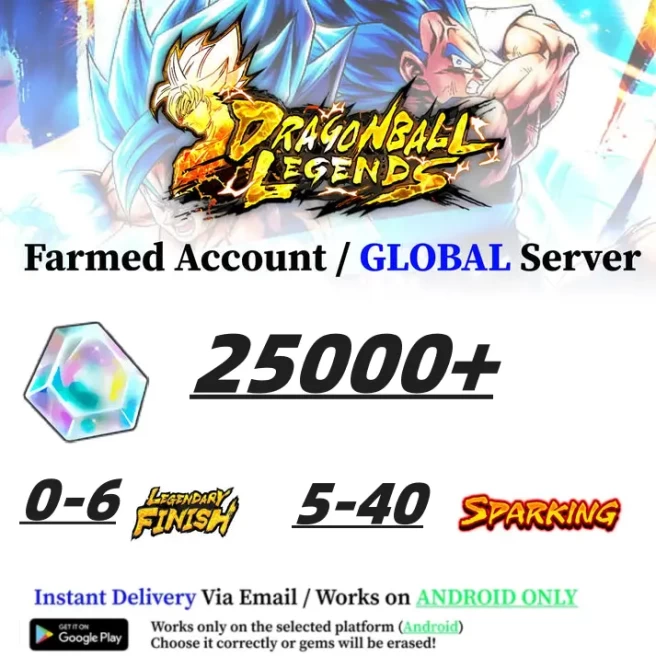 Global Version [Android Only] 25000+ Time Crystal] + Random 0-6 LF |5-40 SP| BIND ID || Story Completed || Fast Shipping|Dragon Ball Legend