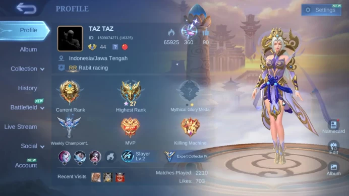 Hero 82 Skin 112|Floryn Sanrio,Karina KOF,Selena Lucky box.Harith Lightborn,Gusion Venom,ETC|Take Email|Check SS(MLBB1709)