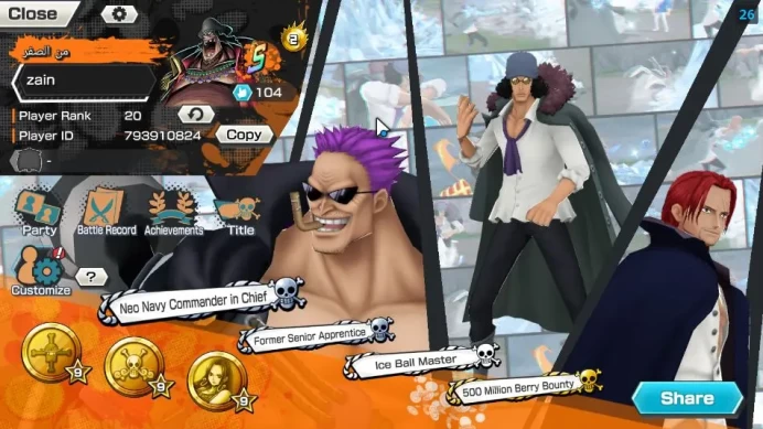 Global| 8 META EX|BlackBeard Kuzan,FR Shanks,Admiral Fleet Akainu,Film Z Zephyr,Etc|Rank 20|Log Bandai|Check SS(OPBR1236)