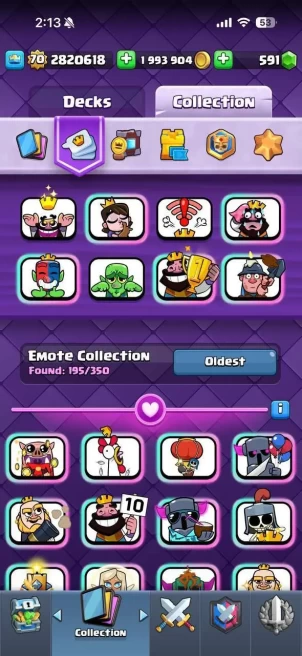 Clash royal (Android/iOS) KT 15 - lvl 70 - Cards121 /121/eliteCard 121/evo card36/Emote 195 / skin tower 17 /Fast delivery/Cheap sale