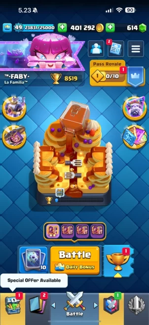 [A52] Clash Royale Lv49//King Tower 14//Arena 22//8519 Trophies//13 Evo//3 Elite Cards//6 Max Cards//121 Total Cards//Lifetime Warranty