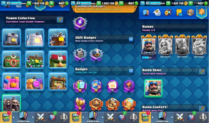 KT 15 | Level 63 |15 Evo Cards |(40Cards LvL15 || 103Cards LvL14) | 145 Emotes | 10 Tower Skins| Q633