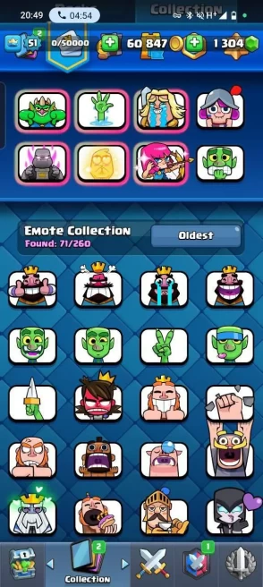 Clash royal (Android/iOS) KT 15 - lvl 51 - Cards121 /121/ Max Card 26/lvl 13 /19 evo card5/Emote 71 / skin tower 10 /Fast delivery/Cheap sale