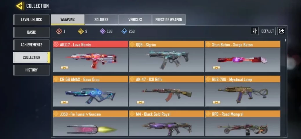 ◉ 1 Mythic gun * 9 Legendary Guns * Level 400 * UID 7440471002307297281 *Activision Save *136 Epic Guns * 59 Epic Characters * check images