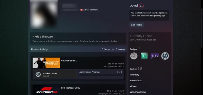 11 LEVEL STEAM _ 10 other games _< 45 Days Warranty > _Last Online 2 year ago_ 2020, 10Y Medal_ NO VAC _Global , Loyalty Badge, 5Y _233 hrs`