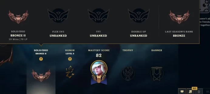 [EUW] S15! - SPLIT 3  - Bronze 2 -76LP- 73Winrate - 18K - 19Win-7Lose - Instant Delivery