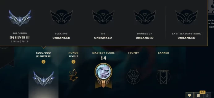 [EUW] S15! - SPLIT 3 - Silver 3 -76LP- - 1Win - 1Lose - Placements - 4K Be - Safe - Instant Delivery