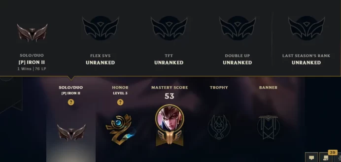 [EUW] SEASON 16 Unranked - S15 Iron 2 - 1Win - 0Lose - Battle Buny Riven - 5K Be - Placements- Instant