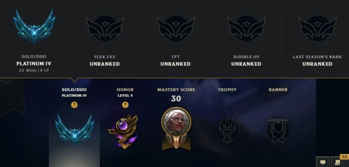 [EUW] S15! - SPLIT 3! - Platinum 4 - 64 Winrate - 44K Be - 22Win - 12Lose - Honor 4 - Instant Delivery