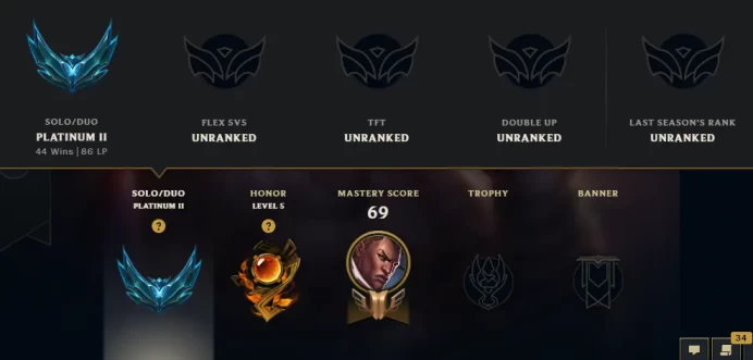 [EUW] S15! - SPLIT 3! - Platinum 2 -86LP- - 66 Winrate - 13K Be - 44Win - 22Lose - Honor 4 - Instant Delivery