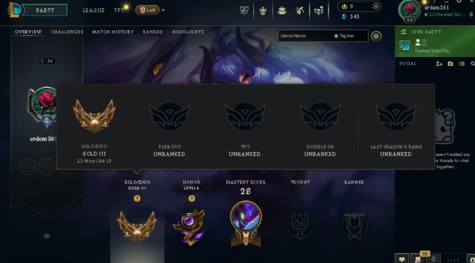 EUW / GOLD 3(84LP) ++HIGH LP GAIN / 52 Champ / 8 Good Skins(1 Legendary, 3 Epic) / 345 BE / HONOR 4 / S12 ACC / FULL ACCES / HANDMADE / CHEAP