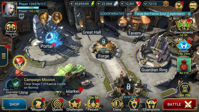 Lv18 143K Power|1 Mythical(Dragonsoul)+12Legendary(Artak,Michelangelo,Loki,Wukong)45,6K Energy(RSL1094)