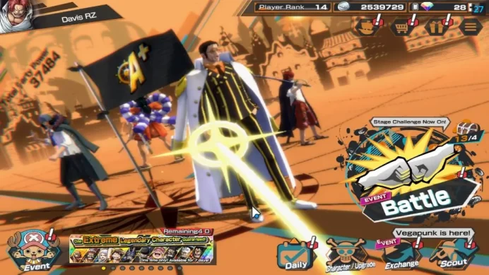 Global|9 META EX|BlackBeard Kuzan,Sword Kizaru Borsalino,Div Depart Shanks,FR Shanks,Etc|Rank 14|Log Bandai|Check SS(OPBR1277)