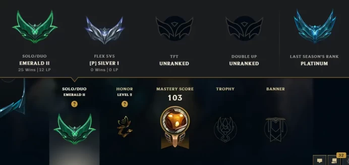 [EUW] S15! - SPLIT 3! - Emerald 2 -12LP-  52 Winrate - 38K Be - Honor 2 - Instant Delivery