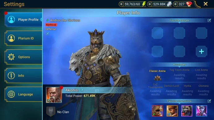 Lv15 671k Power|1 Mythical(Glorius)+20Legendary(Cybele,Magnificent,Michelangelo)59,7K Energy(RSL1096)