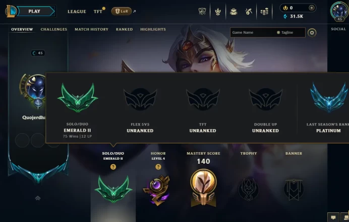 [EUW] S15! - SPLIT 3! - Emerald 2 -12LP-  53 Winrate - 31K Be - Honor 4 - Instant Delivery