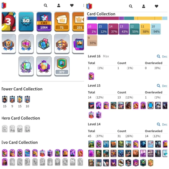 VIP CR LVL 60 | EVO 12 | CARDS LVL16: 1 / LVL15: 14 / LVL14: 45 | EMOTE 71 | KT 15 | TROPHY 10800 | NC AVAILABLE | INSTANT DELIVERY
