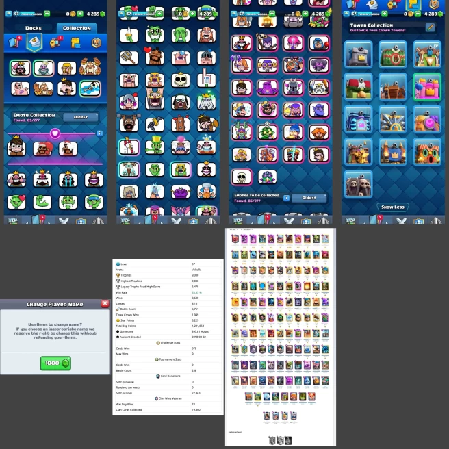■LVL:57 ■Cards: L15:14 L14:8 L13:33 ■Skins:12 ■HT:9000 ■Emotes:85 ■Full Access ■Instant Delivery ■A7111 