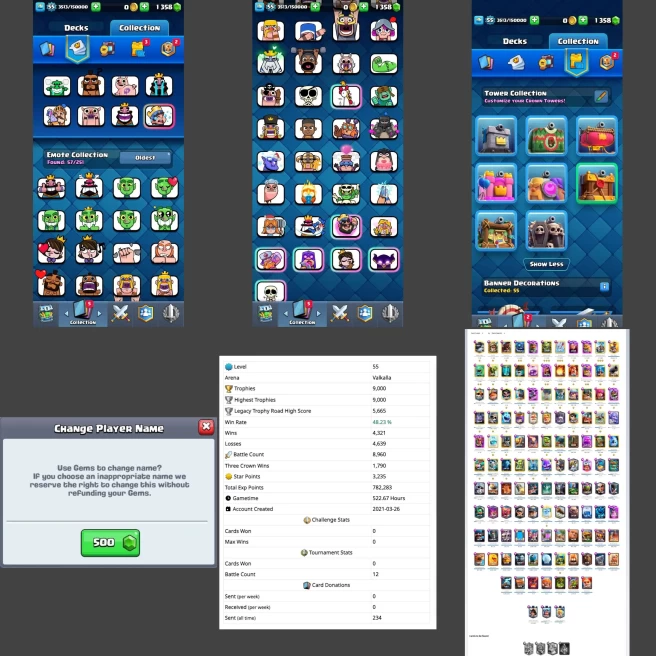 ■LVL:55 ■Cards: L15:10 L14:12 L13:14 ■Skins:7 ■HT:9000 ■Emotes:57 ■Full Access ■Instant Delivery ■A7112