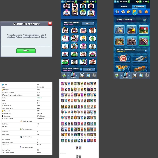 ■LVL:47 ■Cards: L15:1 L14:14 L13:22 ■Skins:5 ■HT:8501 ■Emotes:28 ■Full Access ■Instant Delivery ■A7114