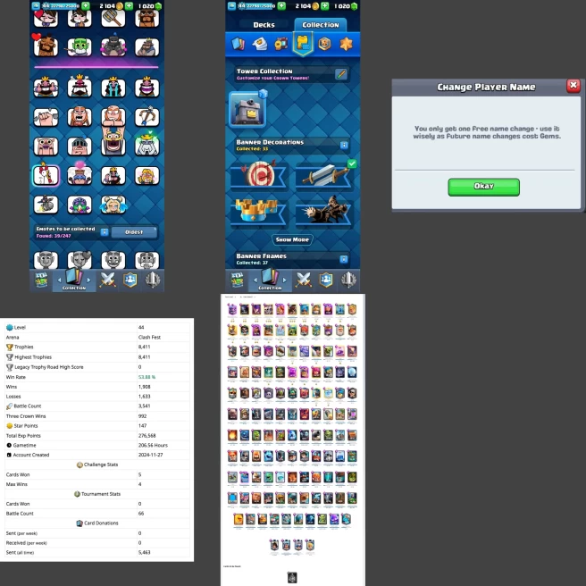 ■LVL:44 ■Cards: L15:1 L14:9 L13:7 ■HT:8411 ■Free CN ■Emotes:39 ■Full Access ■Instant Delivery ■A7115