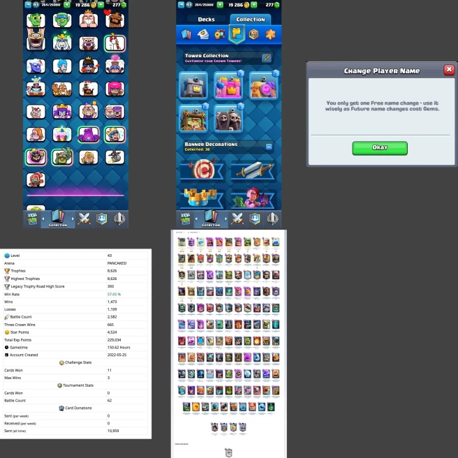 ■LVL:43 ■Cards: L15:1 L14:7 L13:5 ■Skins:5 ■HT:8626 ■Emotes:30 ■Free CN ■Full Access ■Instant Delivery ■A7116