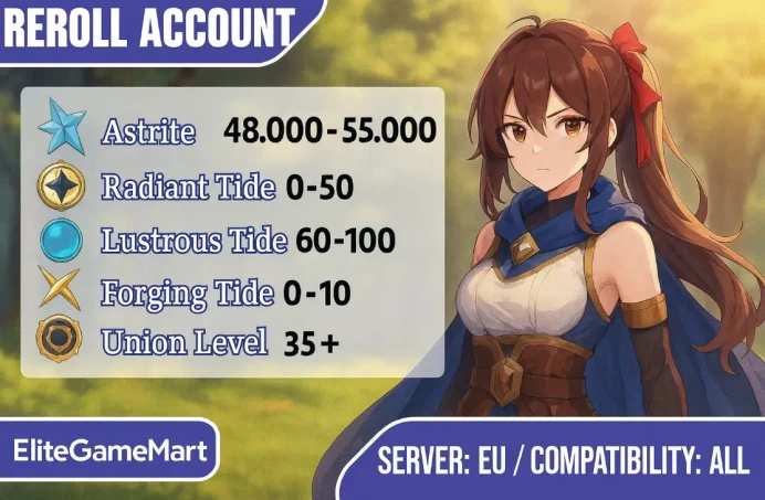 [EU] 48.000 - 55.000 Astrite | +0-30 Radiant Tide | +80-120 Lustrous Tide | 40+ Union Level | Mail Address | Instant Delivery