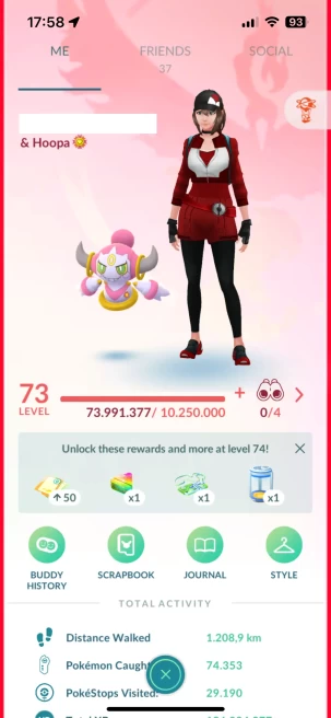 Level 73, 2 Legend + Mythical IV100, 381 Shiny, 321 Legend, 79 IV 100, 21 Shiny Legend, 50 Shadow Legend