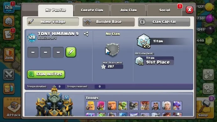 TH 17 - BH 9|LV 128|Limited Skin|HH 11|BK 62,AQ 64,GW 53,MP 52,RC 38|CN OFF|Protect OFF|TAKE MAIL(COC1690)