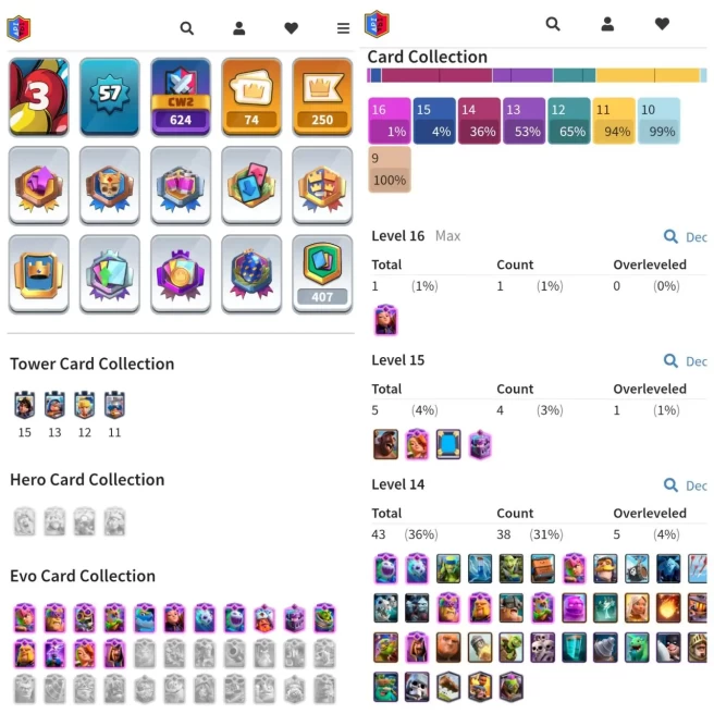 VIP CR LVL 57 | EVO 15 | CARDS LVL16: 1 / LVL15: 5 / LVL14: 43 | EMOTE 74 | KT 15 | TROPHY 9617 | NC AVAILABLE | INSTANT DELIVERY
