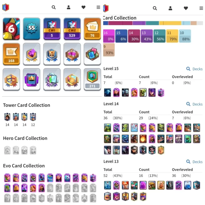 VIP CR LVL 55 | EVO 16 | CARDS LVL15: 7 / LVL14: 36 | EMOTE 74 | KT 15 | TROPHY 8327 | NC AVAILABLE | INSTANT DELIVERY