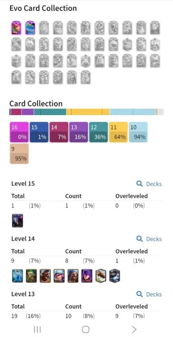 Clash royal (Android/iOS) KT 11 - lvl 45 - Cards121 /121/eliteCard 1/ Max Card 8/evo card3/Emote 70/ skin tower 3 /Fast delivery/Cheap sale